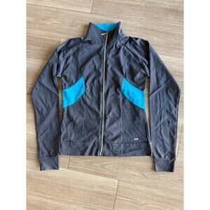 BB Jeans Full Zip Athletic Jacket M Gray Teal 92% Cotton Stretch Track